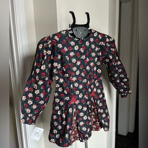 Vintage Girls cotton Navy Floral Long-Sleeve Casual Dress NWT